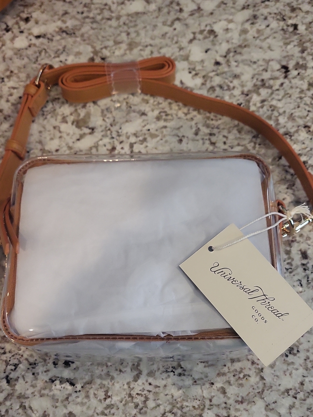 Universal Thread Clear Crossbody with Tan Trim and Strap. Festival. Concerts. S